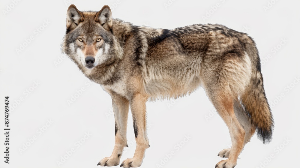 A wolf standing on a white background A wolf standing on a white background