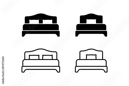 Single and double bed icon isolated on white background