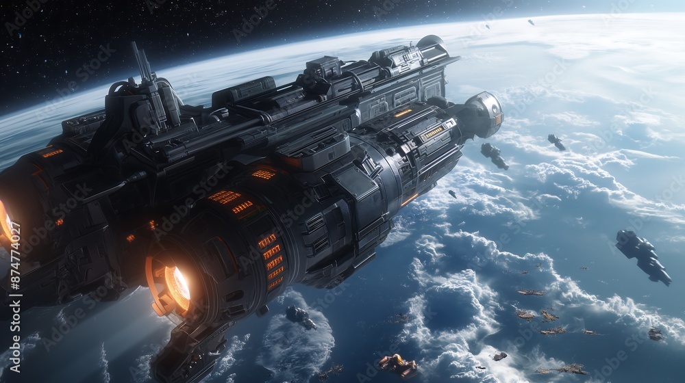 Futuristic Ai Driven Spacecraft And Robots Analyzing Data From Distant