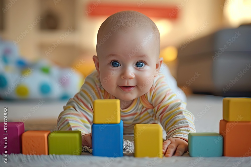 a baby laying on the floor with a pile of chubby baby attempting to stack colorful blocks a baby laying on the floor with a pile of chubby baby attempting to stack colorful blocks
