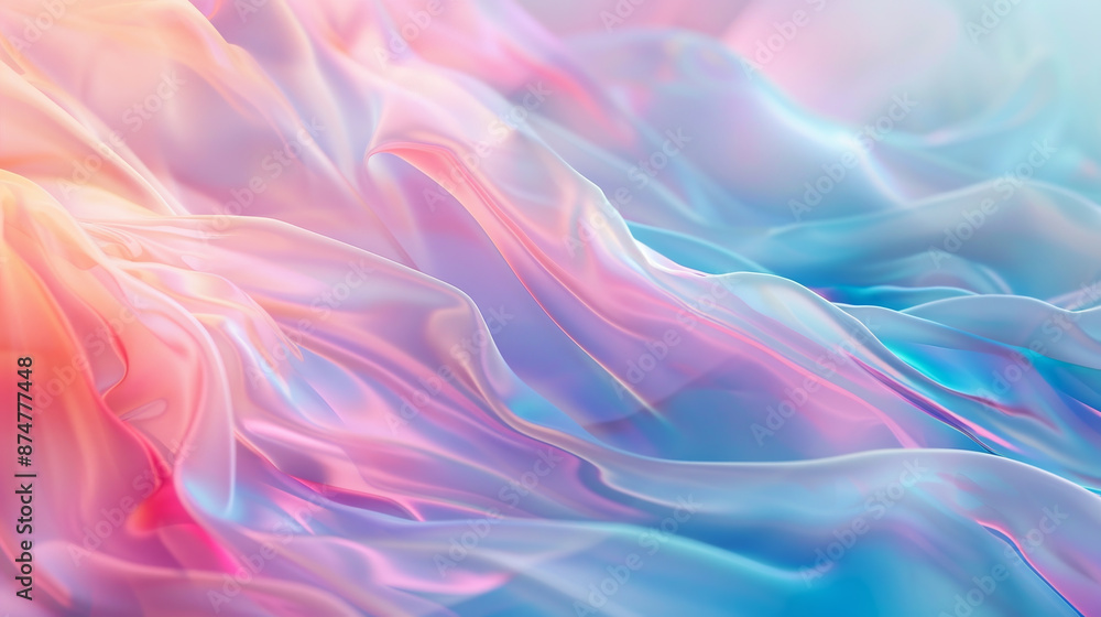 A colorful, flowing piece of fabric with a pink and blue hue A colorful, flowing piece of fabric with a pink and blue hue