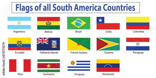 All national flags of the world. Country flags with name. Countries flag banners, International travel symbols and geography or language lesson flags emblem. Flags of all countries.