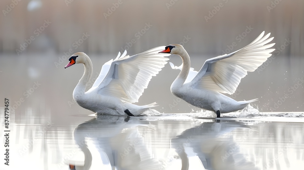 weißer Schwan auf einem See, Schwanenpaar
weißer Schwan auf einem See, Schwanenpaar