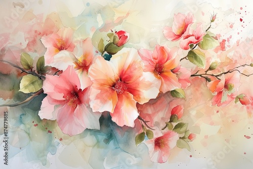 a painting of flowers on a white background, elegant floral bouquet unfolds, a symphony of watercolors dancing gracefully, capturing nature's beauty in 20 strokes © SaroStock