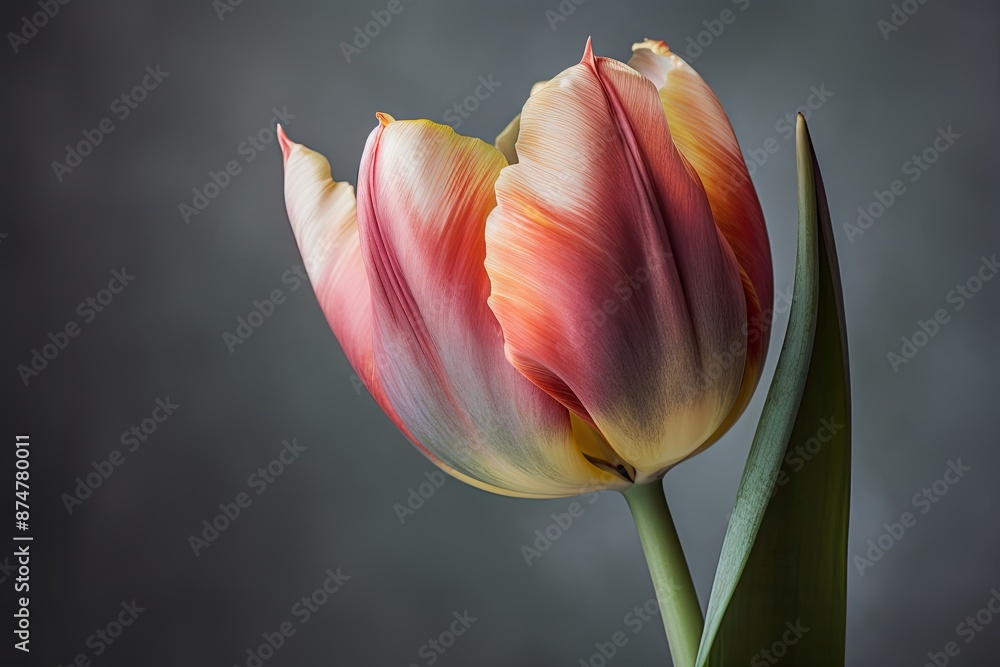 a single red and white tulip on a black background, elegant tulip, its slender stem supporting vibrant hues that dance like watercolor dreams a single red and white tulip on a black background, elegant tulip, its slender stem supporting vibrant hues that dance like watercolor dreams