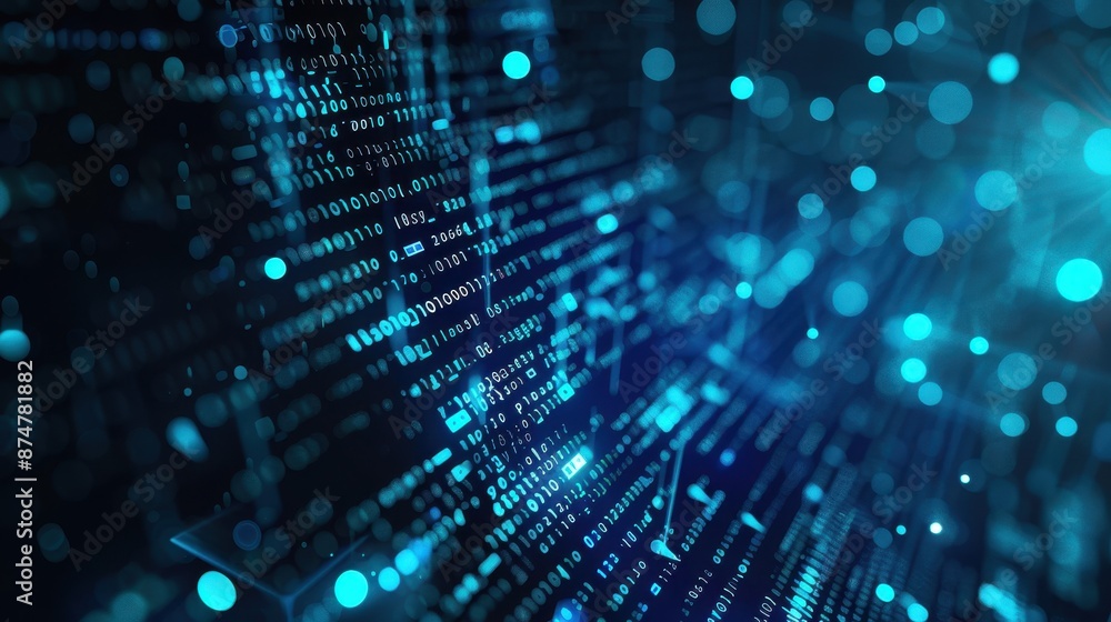 Digital Security Network - Abstract Background with Binary Code and Cybersecurity Symbols Digital Security Network - Abstract Background with Binary Code and Cybersecurity Symbols
