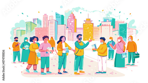 Diverse Group of People Networking in Urban Setting