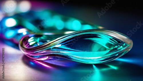 Fototapeta Naklejka Na Ścianę i Meble -  Colorful digital abstraction with flowing liquid-like shapes. Vibrant gradients of blue, purple, pink, and teal create an illusion of movement and depth in a captivating futuristic composition