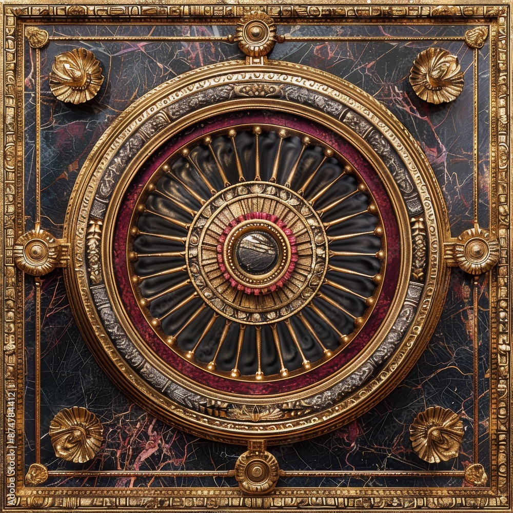 Obraz premium Baroque, Barocco Ornate Marble Ceiling Non-Linear Reformation Design with Intricate Accents Depicting Classic Elegance and Architectural Beauty