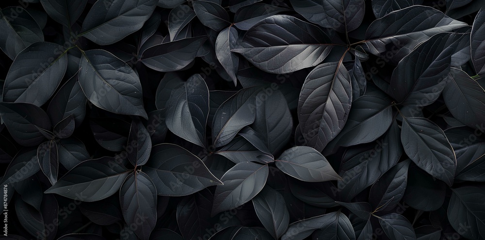 Abstract black leaves texture, dark nature background, gothic concept for banner or wallpaper copy space Abstract black leaves texture, dark nature background, gothic concept for banner or wallpaper copy space