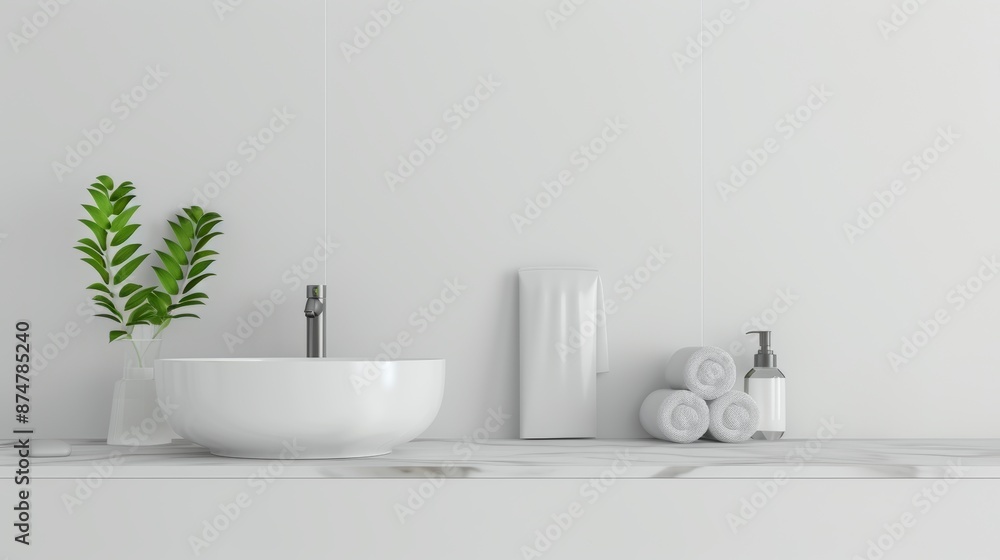 Simple bathroom setup with fundamental hygiene products, highlighting the basic necessities for daily routines, in a minimalist design Simple bathroom setup with fundamental hygiene products, highlighting the basic necessities for daily routines, in a minimalist design