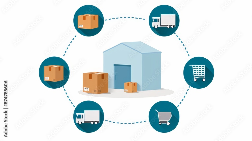 Detailed diagram of supply chain processes, including procurement, inventory management, and distribution flow, optimizing efficiency Detailed diagram of supply chain processes, including procurement, inventory management, and distribution flow, optimizing efficiency