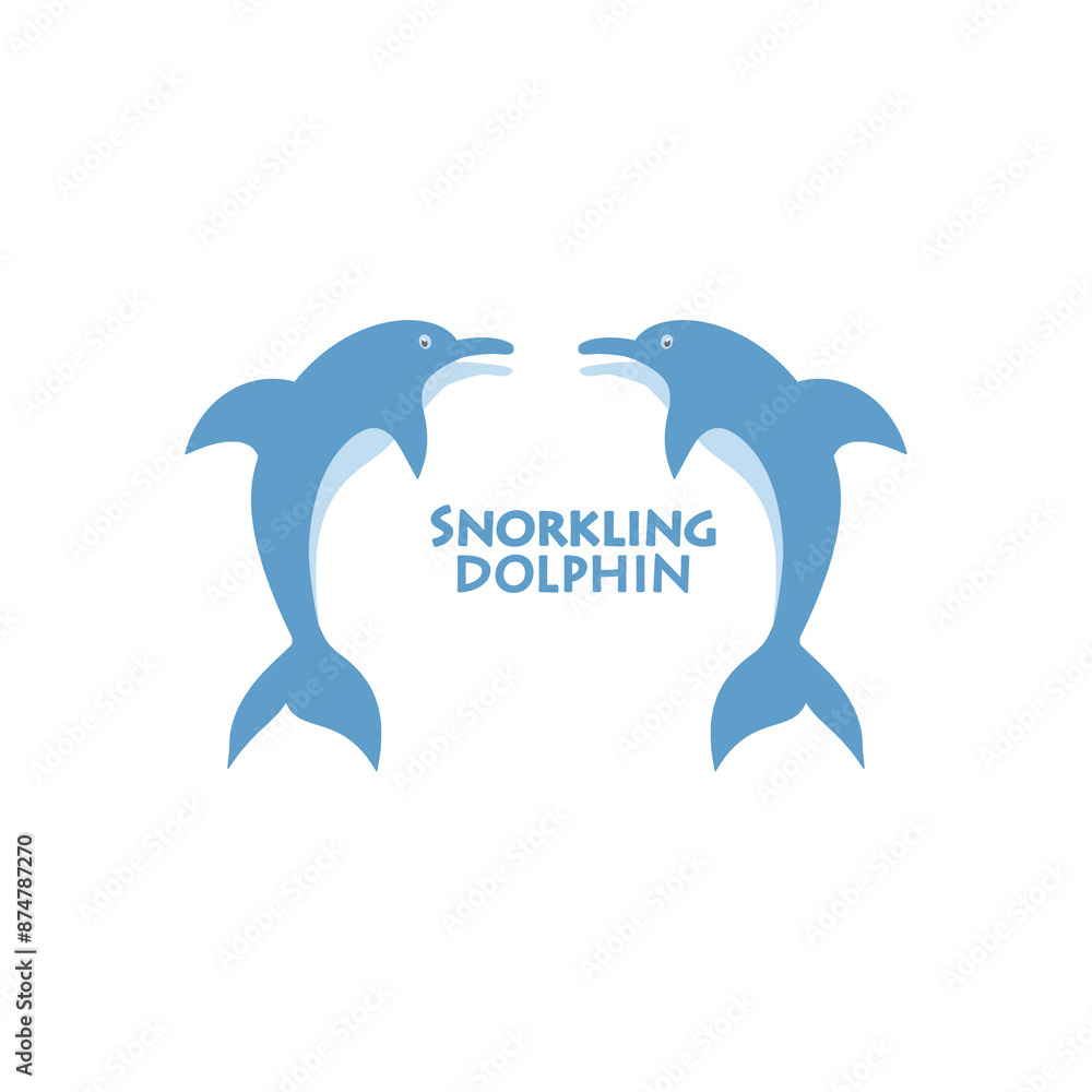 Naklejka premium cute dolphin logo icon flat vector design.