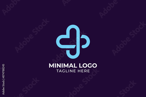 heart and plus icon modern logo for hospital and pharmacy health care logo, letter XH heart icon medical logo