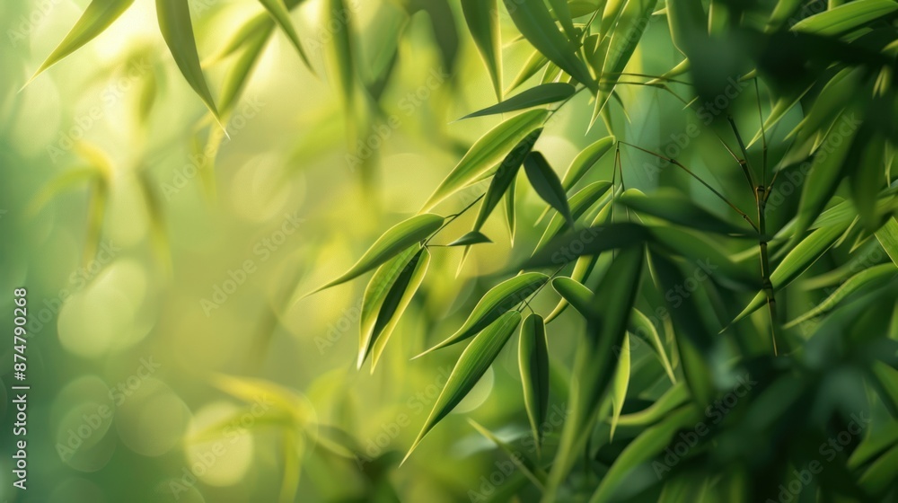 Fototapeta premium Green Bamboo Leaves in Sunlight