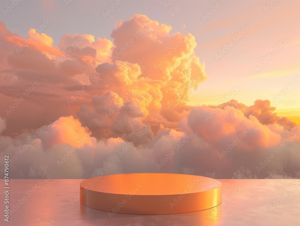 Empty podium with clouds and sunset, perfect for product display. Empty podium with clouds and sunset, perfect for product display.