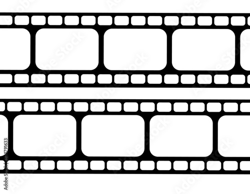 Retro photo movie film strip, vintage filmstrip on transparent background, grunge negative　black