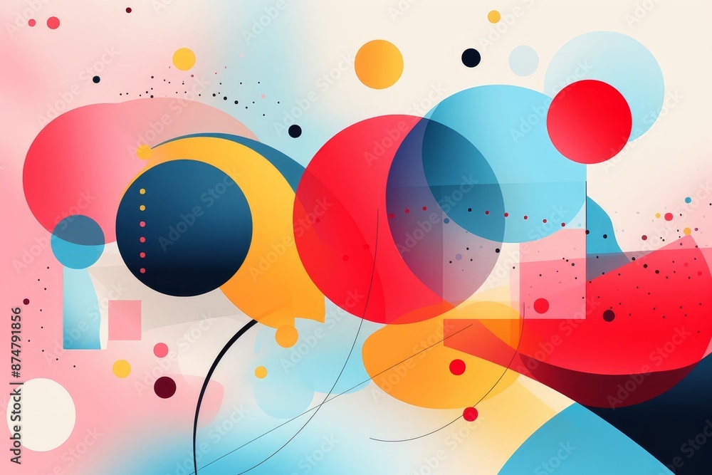 A whimsical abstract background illustration with playful geometric shapes in bright, contrasting colors A whimsical abstract background illustration with playful geometric shapes in bright, contrasting colors