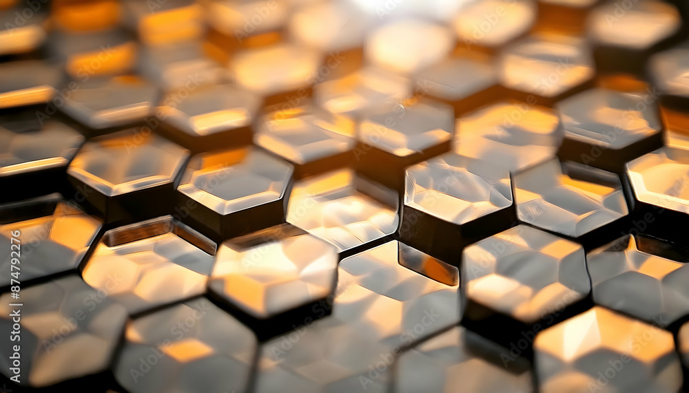 Close-up of chrome honeycomb pattern Shiny metallic honeycomb texture abstract technology background Chrome honeycomb background Close-up of chrome honeycomb pattern Shiny metallic honeycomb texture abstract technology background Chrome honeycomb background