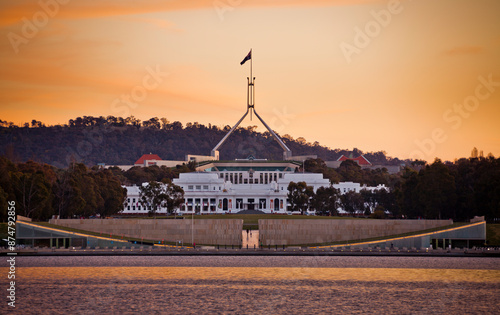 This is the Australian Parliament House in Canberra. Which was the world's most expensive building when it was completed in 1988. photo