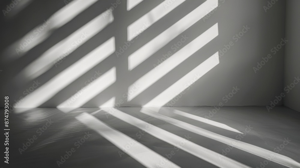 Obraz premium monochrome abstract background with gray shadows and light blur on a white wall, visible through a window.
