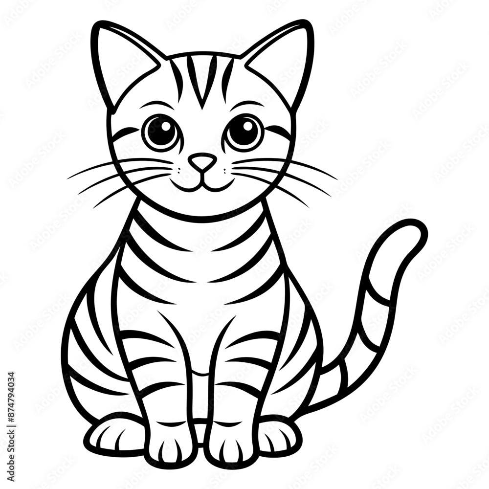 Cute cat black and white cartoon character vector design illustration of Kitten coloring page for kids Cute cat black and white cartoon character vector design illustration of Kitten coloring page for kids