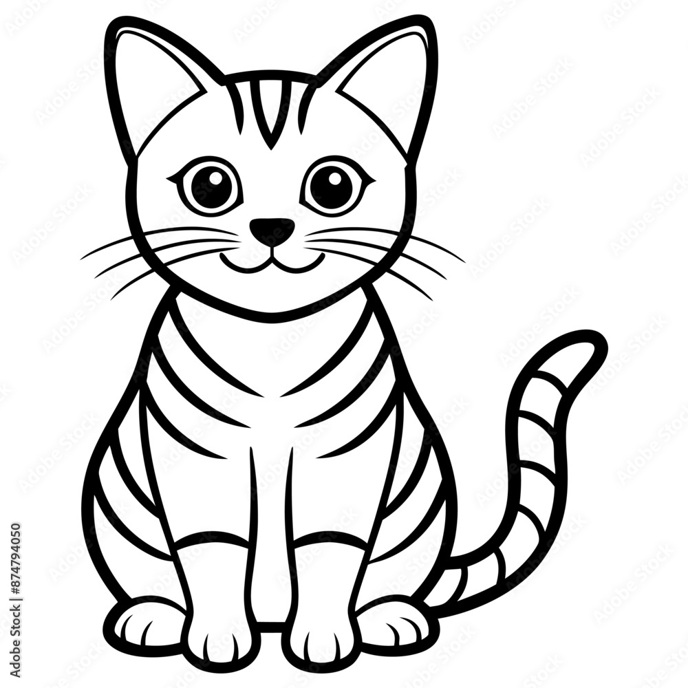 Cute cat black and white cartoon character vector design illustration of Kitten coloring page for kids Cute cat black and white cartoon character vector design illustration of Kitten coloring page for kids