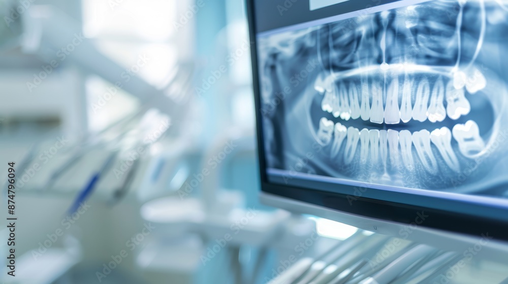 Modern Dental Care: Dentist Using Digital Tools to Explain Implant Procedures to Patient in Well-Lit Office Modern Dental Care: Dentist Using Digital Tools to Explain Implant Procedures to Patient in Well-Lit Office
