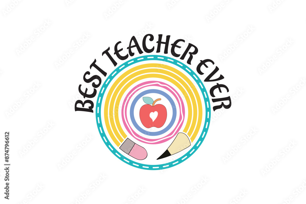 Best Teacher Ever Teacher Rainbow Coquette Pencil Bow Design, Teacher School Kindergarten Groovy Retro T-shirt Designs Best Teacher Ever Teacher Rainbow Coquette Pencil Bow Design, Teacher School Kindergarten Groovy Retro T-shirt Designs