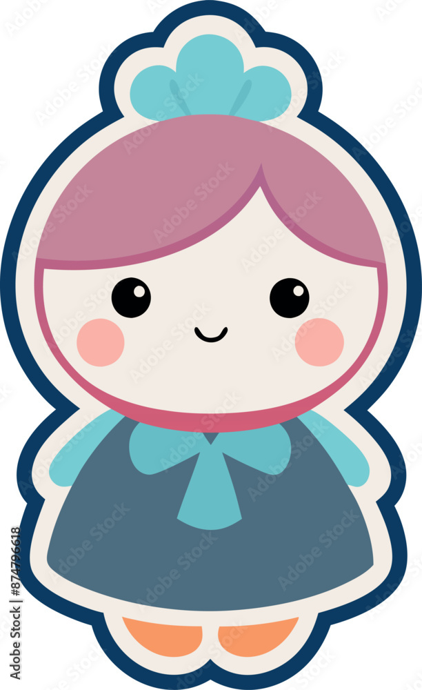 cute doll sticker vector design cute doll sticker vector design