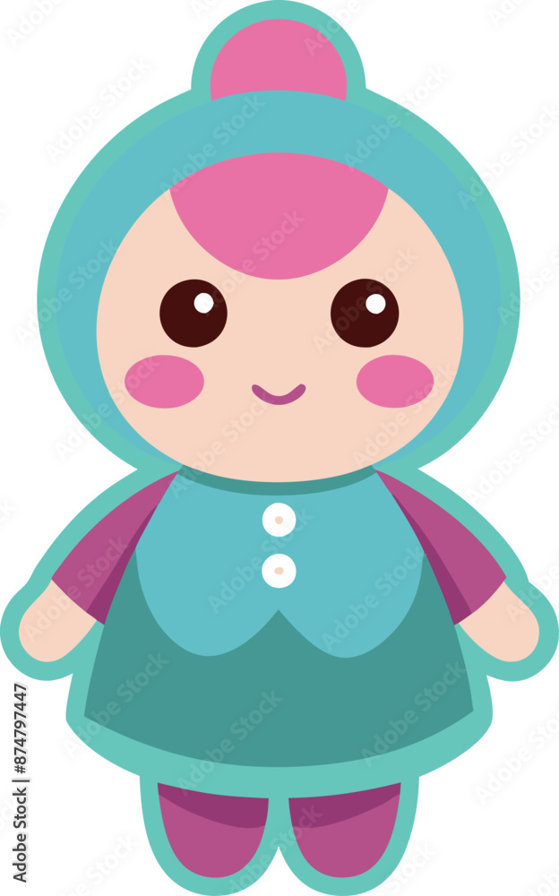 cute doll sticker vector design cute doll sticker vector design