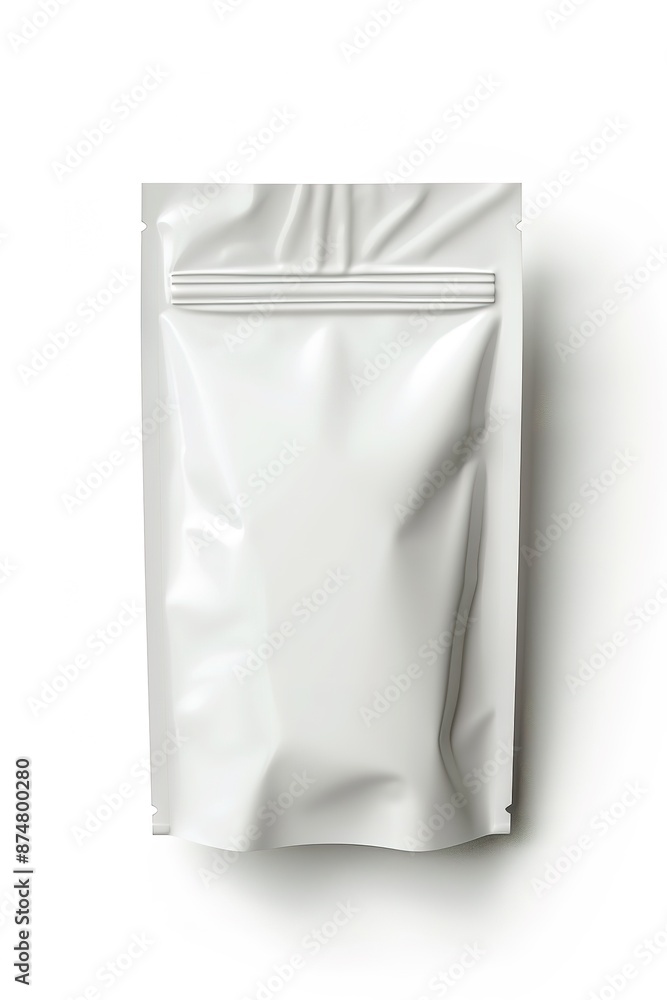Blank white pouch packaging with seal on top Blank white pouch packaging with seal on top