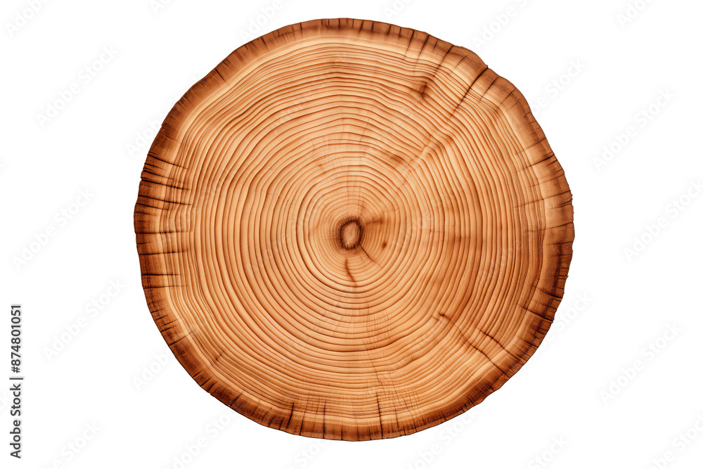 Fototapeta premium Wooden Circle Cutout with Transparent PNG Background for Creative Design Projects