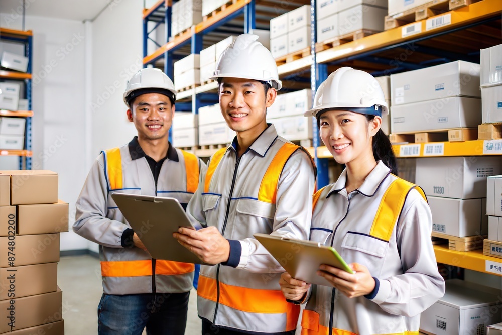 Team of Warehouse Workers in Asia Organizing Goods on Shelves
Team of Warehouse Workers in Asia Organizing Goods on Shelves