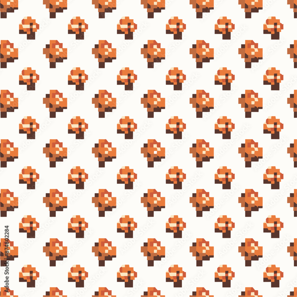 Seamless pattern with pixel art trees on white background Seamless pattern with pixel art trees on white background