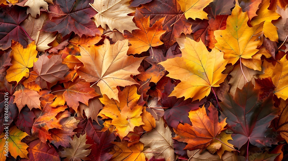 Vibrant autumn backdrop created by a carpet of fallen leaves in the forest Vibrant autumn backdrop created by a carpet of fallen leaves in the forest