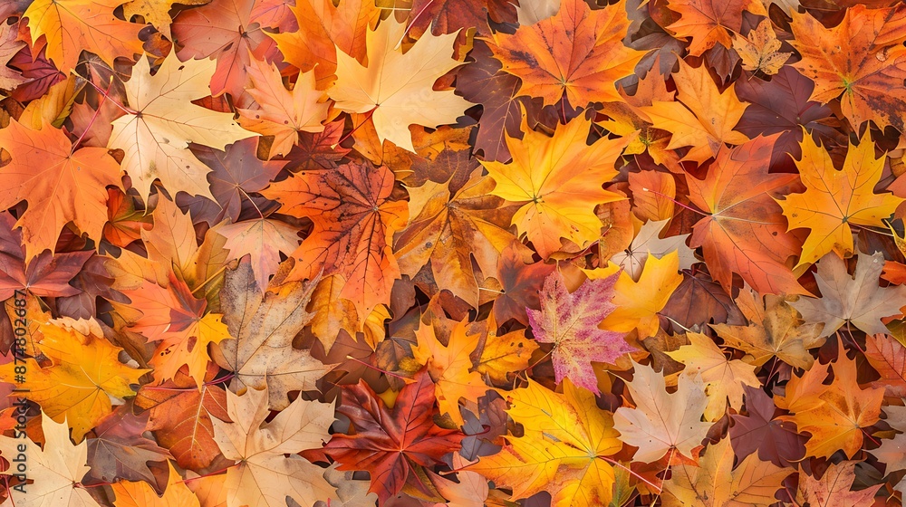 Vibrant autumn backdrop created by a carpet of fallen leaves in the forest Vibrant autumn backdrop created by a carpet of fallen leaves in the forest