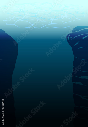 深海から見た水面の風景イラスト
