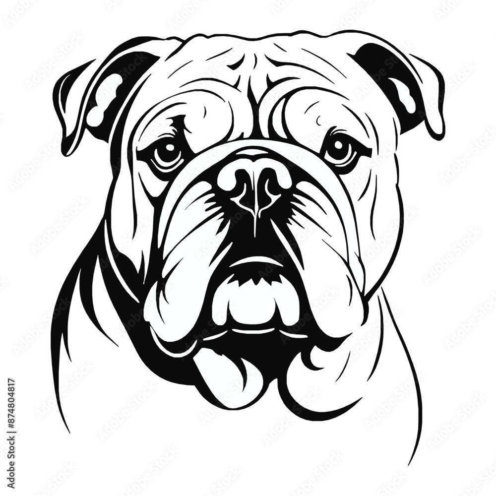 Bulldog silhouette vector with a white background in a clean, minimalist style Bulldog silhouette vector with a white background in a clean, minimalist style