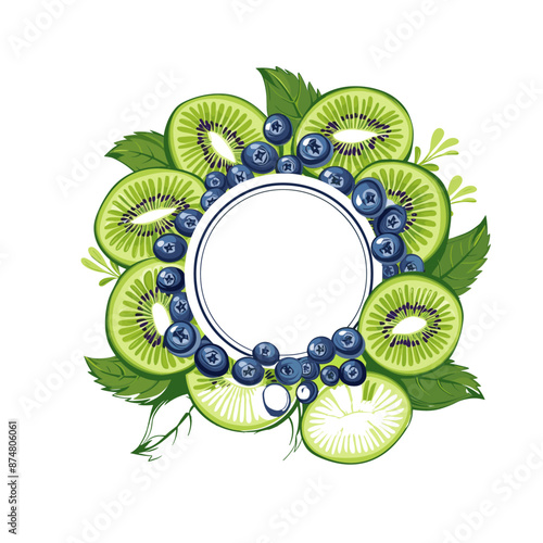 Kiwi and Blueberry Frame for Logo, Brand or Text