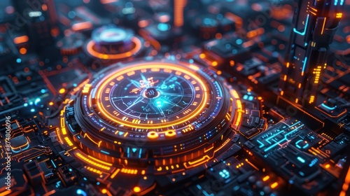 Wallpaper Mural Futuristic Compass Interface Torontodigital.ca