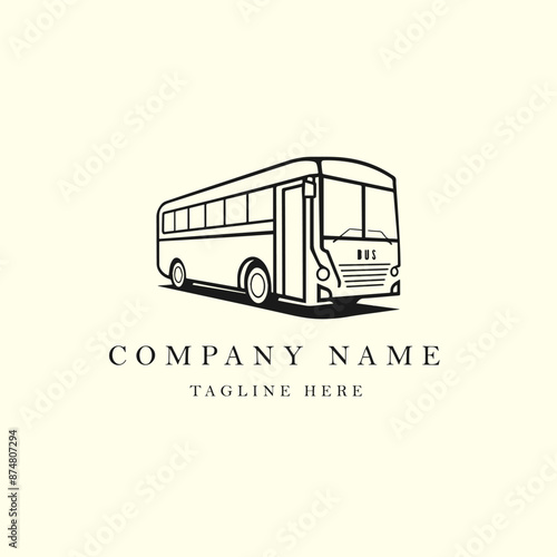 bus line art logo design vector graphic symbol icon sign illustration creative idea