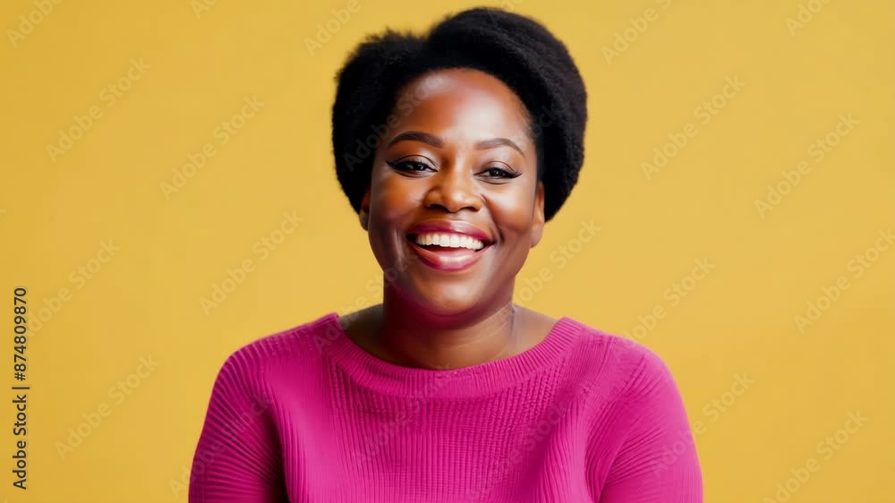 Joyful Expression Against Yellow Background Joyful Expression Against Yellow Background