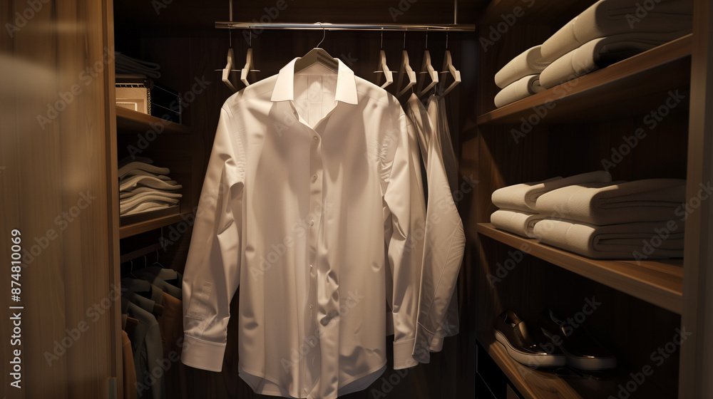 white shirt on a wardrobe hanger, Ai Generated Images white shirt on a wardrobe hanger, Ai Generated Images