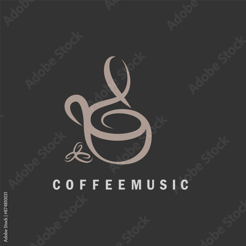 relaxing music with morning coffee logo icon