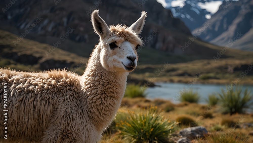 Obraz premium The ecological role of llamas in their native Andean habitat ai_generated