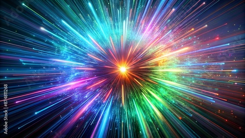 Hypnotic and colorful supernova explosion with vibrant glowing particles