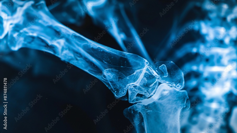 X-ray image of fractured bone. X-ray image of fractured bone.