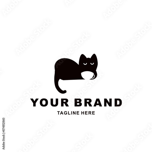 cat and coffee cup silhouette logo