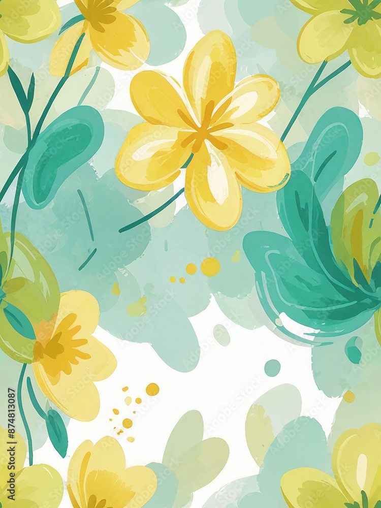 flat water color wild flower seamless pattern green yellow 7 flat water color wild flower seamless pattern green yellow 7